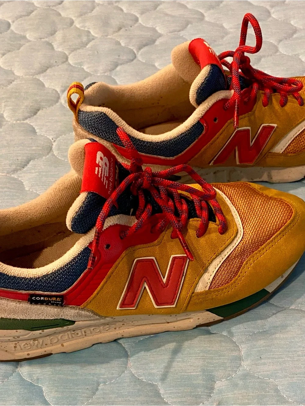 New Balance Kids Sneakers in Mustard Yellow and Red